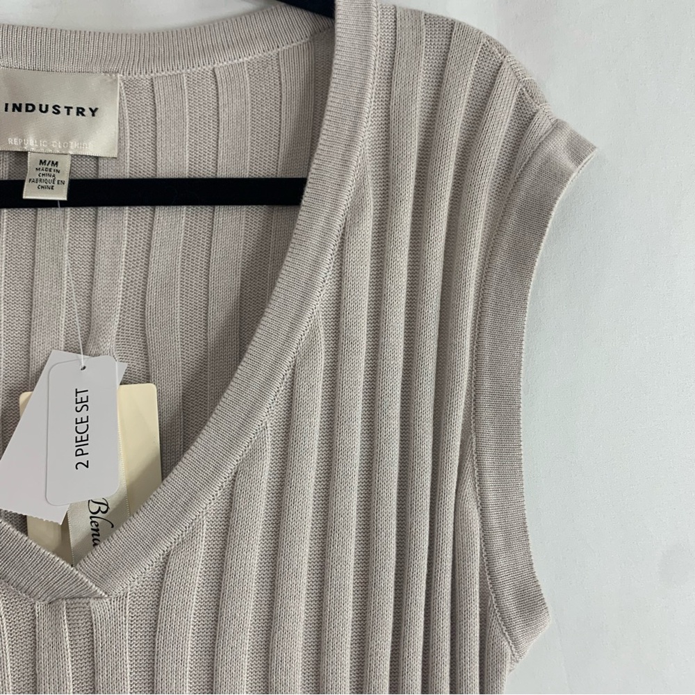 2 PIECE SET Industry Ribbed Knit Neutral Tank Top and Maxi Skirt, size M NEW - Picture 6 of 16